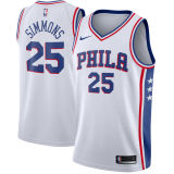 NBA Men Philadelphia 76ers White #25 SIMMONS Jersey High Quality Name and Number Print