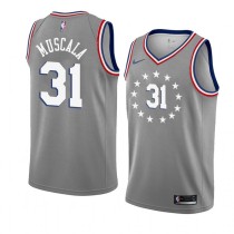 NBA Men Philadelphia 76ers Grey City #31 MUSCALA Jersey High Quality Name and Number Print