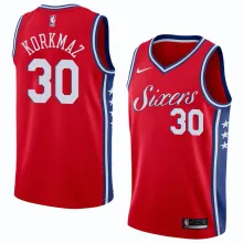 NBA Men Philadelphia 76ers Red #30 KORKMAZ Jersey High Quality Name and Number Print