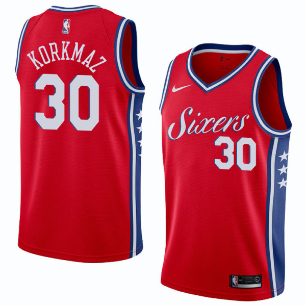 NBA Men Philadelphia 76ers Red #30 KORKMAZ Jersey High Quality Name and Number Print