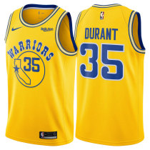 NBA Men Golden State Warriors Retro Yellow #35 DURANT Jersey High Quality Name and Number Print