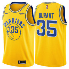 NBA Men Golden State Warriors Retro Yellow #35 DURANT Jersey High Quality Name and Number Print
