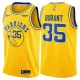 NBA Men Golden State Warriors Retro Yellow #35 DURANT Jersey High Quality Name and Number Print