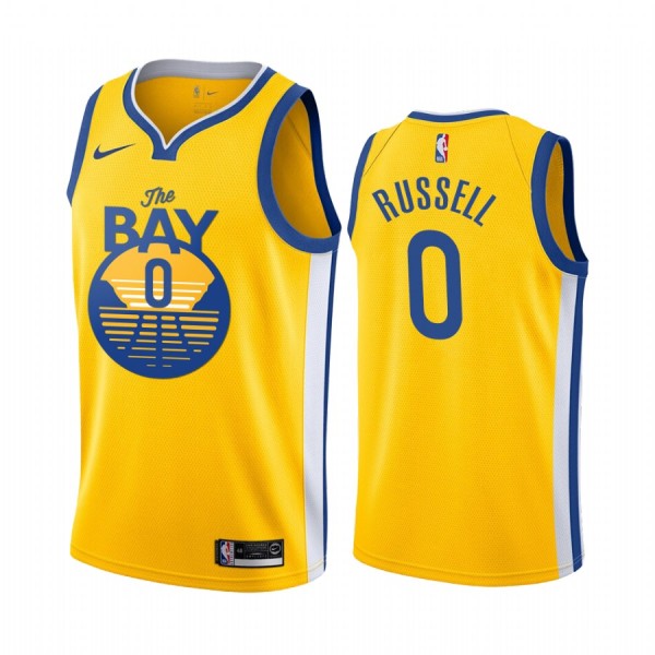 NBA Men Golden State Warriors 19-20 Season Yellow #0 RUSSELL Jersey High Quality Name and Number Print