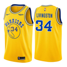 NBA Men Golden State Warriors Retro Yellow #34 LIVINGSTON Jersey High Quality Name and Number Print