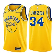 NBA Men Golden State Warriors Retro Yellow #34 LIVINGSTON Jersey High Quality Name and Number Print