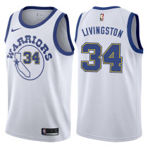 NBA Men Golden State Warriors Retro White #34 LIVINGSTON Jersey High Quality Name and Number Print