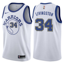 NBA Men Golden State Warriors Retro White #34 LIVINGSTON Jersey High Quality Name and Number Print