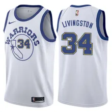 NBA Men Golden State Warriors Retro White #34 LIVINGSTON Jersey High Quality Name and Number Print