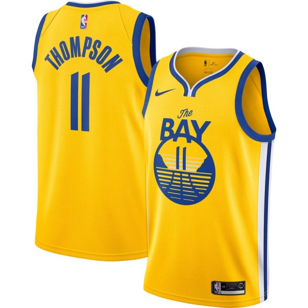 NBA Men Golden State Warriors 19-20 Season Yellow #11 THOMPSON Jersey High Quality Name and Number Print