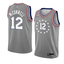 NBA Men Philadelphia 76ers Grey City #12 McCONNELL Jersey High Quality Name and Number Print
