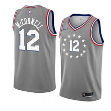 NBA Men Philadelphia 76ers Grey City #12 McCONNELL Jersey High Quality Name and Number Print