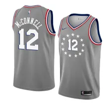 NBA Men Philadelphia 76ers Grey City #12 McCONNELL Jersey High Quality Name and Number Print