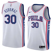 NBA Men Philadelphia 76ers White #30 KORKMAZ Jersey High Quality Name and Number Print