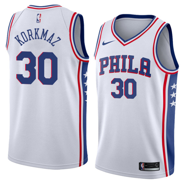 NBA Men Philadelphia 76ers White #30 KORKMAZ Jersey High Quality Name and Number Print