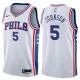 NBA Men Philadelphia 76ers White #5 JOHNSON Jersey High Quality Name and Number Print