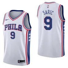NBA Men Philadelphia 76ers White #9 SARIC Jersey High Quality Name and Number Print