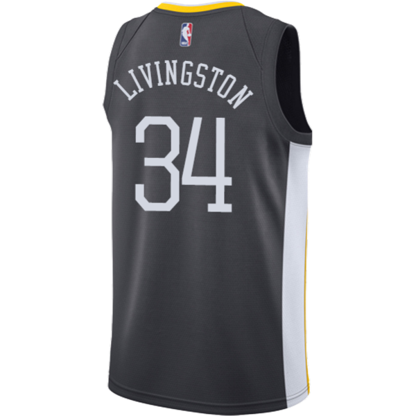 NBA Men Golden State Warriors Black #34 LIVINGSTON Jersey High Quality Name and Number Print