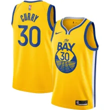 NBA Men Golden State Warriors 19-20 Season Yellow #30 CURRY Jersey High Quality Name and Number Print