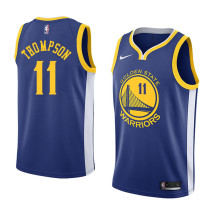 NBA Men Golden State Warriors Blue #11 THOMPSON Jersey High Quality Name and Number Print