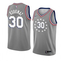 NBA Men Philadelphia 76ers Grey City #30 KORKMAZ Jersey High Quality Name and Number Print