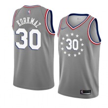 NBA Men Philadelphia 76ers Grey City #30 KORKMAZ Jersey High Quality Name and Number Print