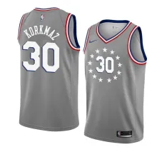 NBA Men Philadelphia 76ers Grey City #30 KORKMAZ Jersey High Quality Name and Number Print