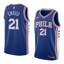 NBA Men Philadelphia 76ers Blue #21 EMBIID Jersey High Quality Name and Number Print