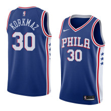 NBA Men Philadelphia 76ers Blue #30 KORKMAZ Jersey High Quality Name and Number Print