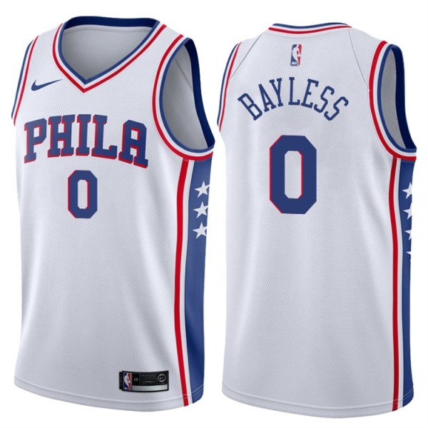 NBA Men Philadelphia 76ers White #0 BAYLESS Jersey High Quality Name and Number Print