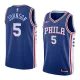 NBA Men Philadelphia 76ers Blue #5 JOHNSON Jersey High Quality Name and Number Print