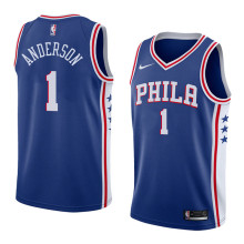 NBA Men Philadelphia 76ers Blue #1 ANDERSON Jersey High Quality Name and Number Print