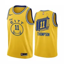 NBA New Season Men Golden State Warriors the City Yellow #11 THOMPSON Jersey High Quality Name and Number Print