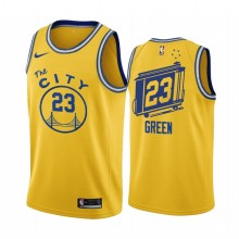 NBA New Season Men Golden State Warriors the City Yellow #23 GREEN Jersey High Quality Name and Number Print