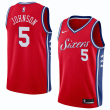 NBA Men Philadelphia 76ers Red #5 JOHNSON Jersey High Quality Name and Number Print