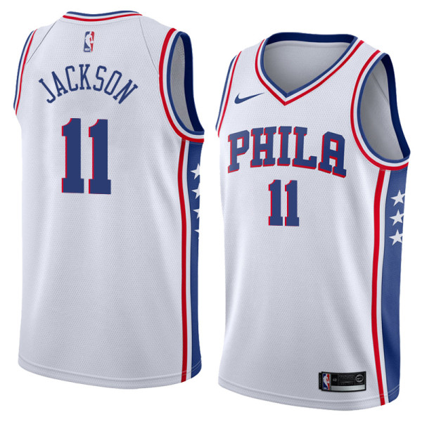 NBA Men Philadelphia 76ers White #11 JACKSON Jersey High Quality Name and Number Print