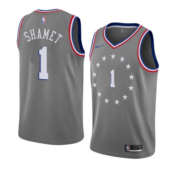 NBA Men Philadelphia 76ers Grey City #1 SHAMET Jersey High Quality Name and Number Print