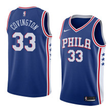 NBA Men Philadelphia 76ers Blue #33 COVINGTON Jersey High Quality Name and Number Print