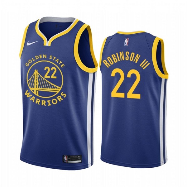 NBA Men Golden State Warriors 19-20 Season Blue #22 ROBINSON Jersey High Quality Name and Number Print