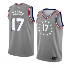 NBA Men Philadelphia 76ers Grey City #17 REDICK Jersey High Quality Name and Number Print