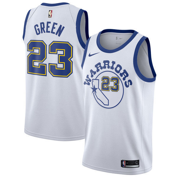 NBA Men Golden State Warriors Retro White #23 GREEN Jersey High Quality Name and Number Print