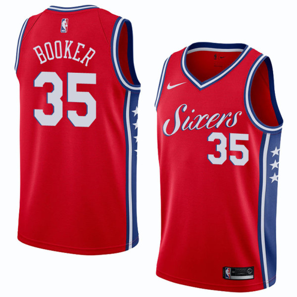 NBA Men Philadelphia 76ers Red #35 BOOKER Jersey High Quality Name and Number Print