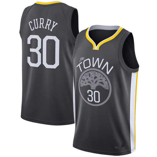 NBA Men Golden State Warriors Black #30 CURRY Jersey High Quality Name and Number Print