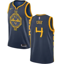 NBA Men Golden State Warriors Navy #4 COOK Jersey High Quality Name and Number Print
