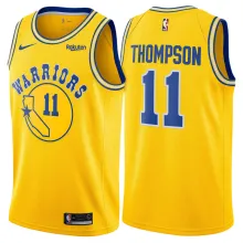 NBA Men Golden State Warriors Retro Yellow #11 THOMPSON Jersey High Quality Name and Number Print