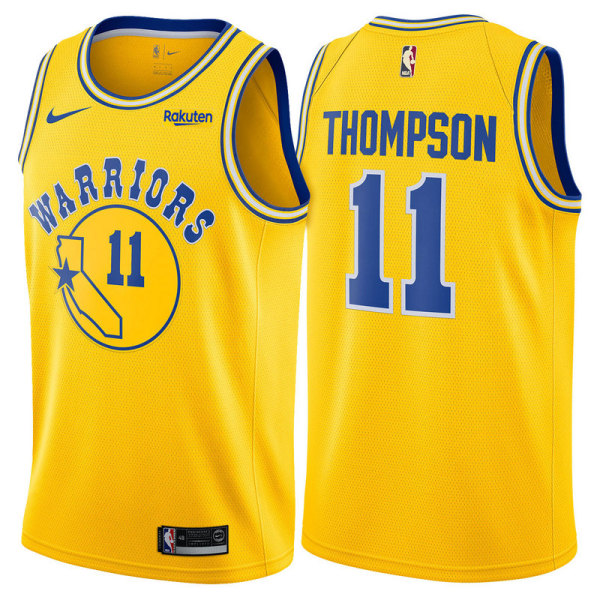 NBA Men Golden State Warriors Retro Yellow #11 THOMPSON Jersey High Quality Name and Number Print