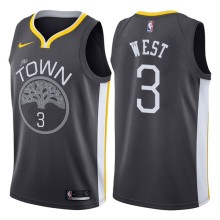 NBA Men Golden State Warriors Black #3 WEST Jersey High Quality Name and Number Print