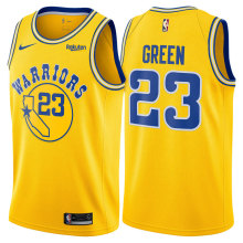 NBA Men Golden State Warriors Retro Yellow #23 GREEN Jersey High Quality Name and Number Print
