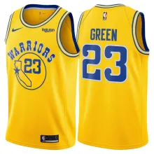 NBA Men Golden State Warriors Retro Yellow #23 GREEN Jersey High Quality Name and Number Print