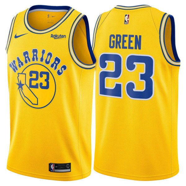 NBA Men Golden State Warriors Retro Yellow #23 GREEN Jersey High Quality Name and Number Print